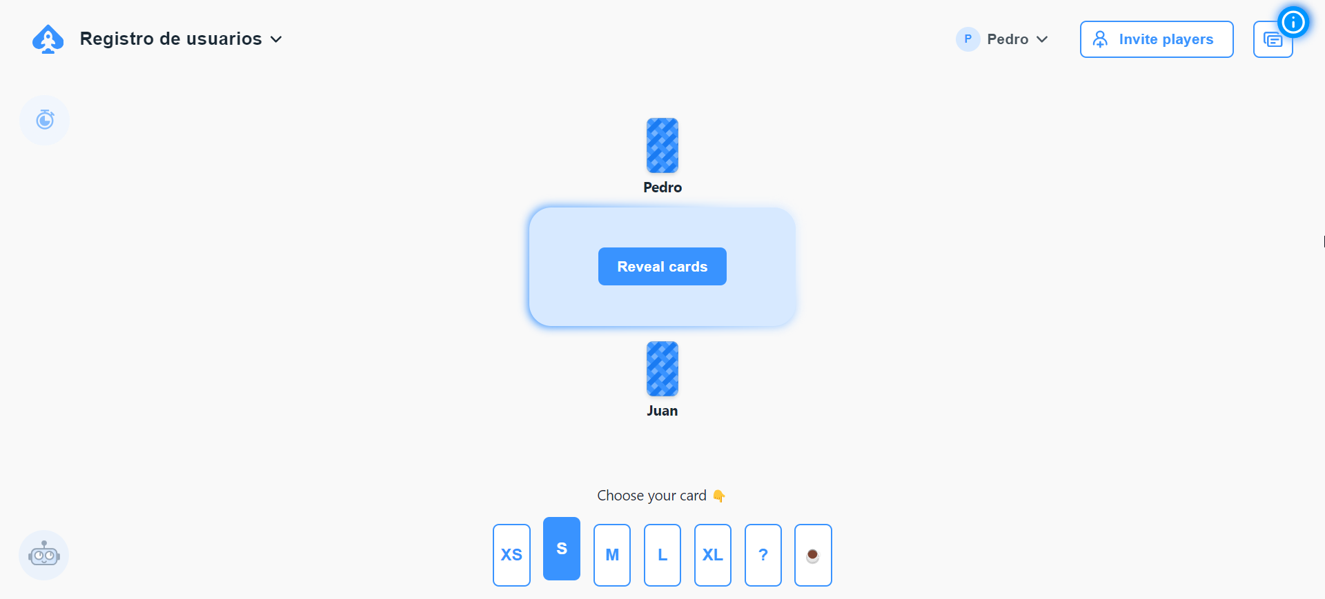 Ejemplo de Planning Poker 1